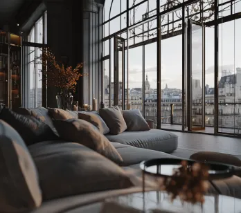 Salon vue sur Paris